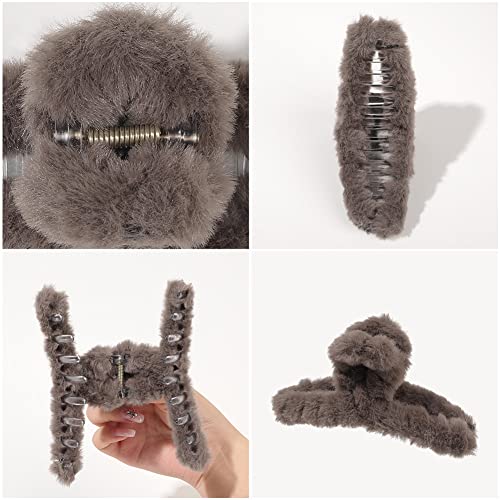 7 Piezas Pinzas de Pelo de Peluche Fuzzy miniatura 3