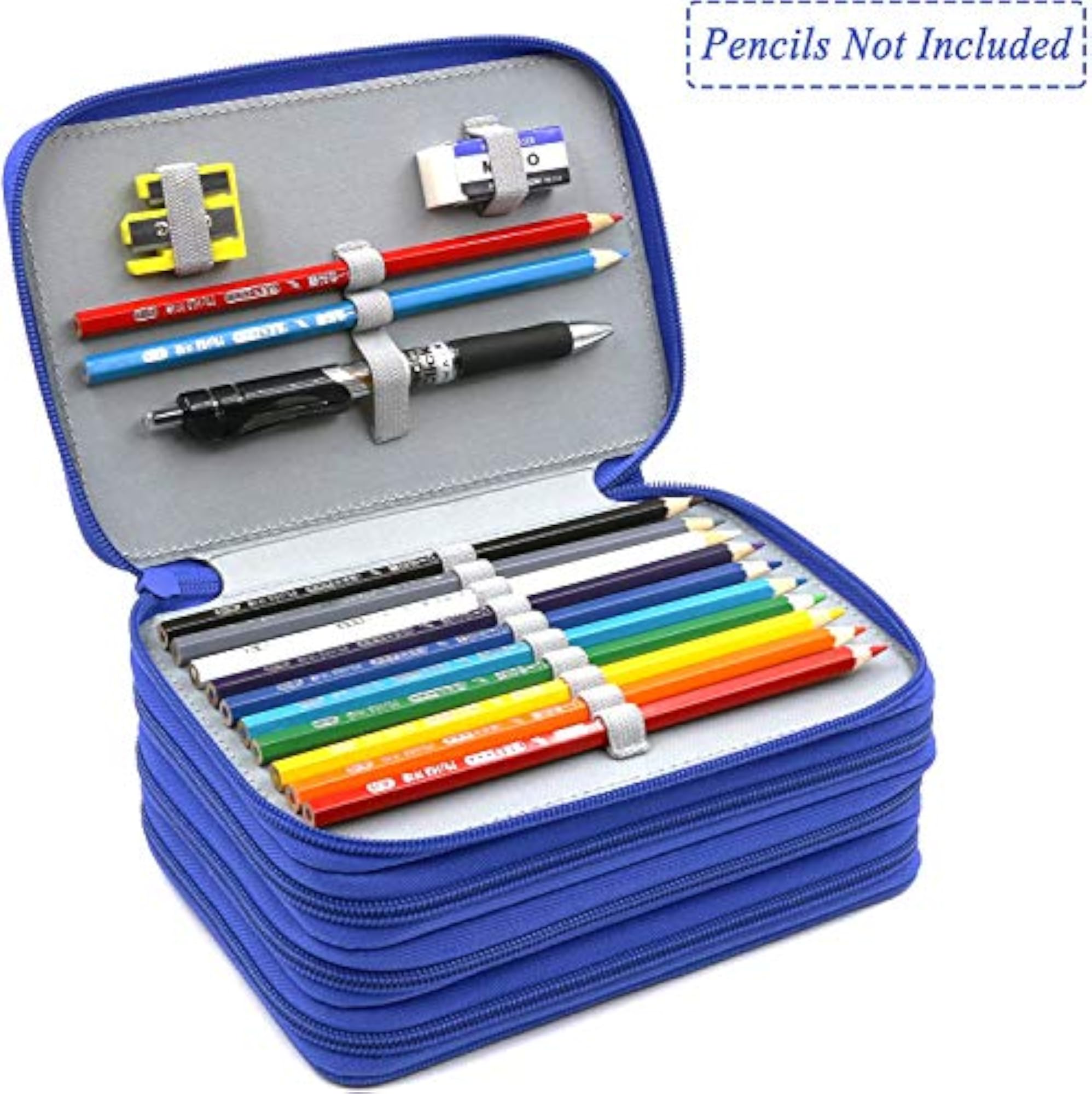 72 Holes Handy Multi-Layer Zipper Pencil Case with Handle Strap