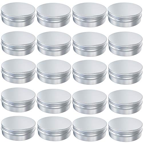 1 Ounce Aluminum Tin Jar Refillable Container, with Screw Lid, Silver 20 pcs