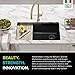 KRAUS Bellucci 32” in. Undermount Workstation Granite Kitchen Sink in Metallic Black with Accessories, KGUW2-33MBL