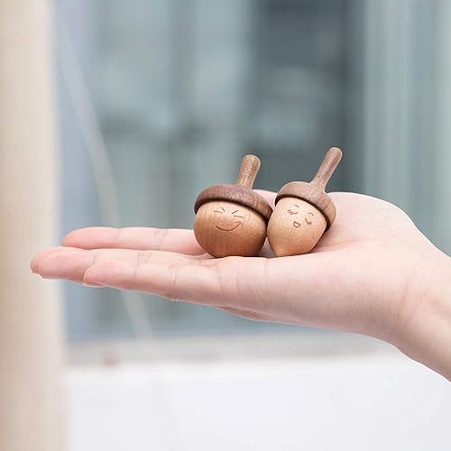 Miniatura 3 de AhfuLife Top giratorio de madera, parte superior giratoria para siempre con bonita expresión facial, relajación física de madera, regalo hecho a