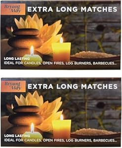 Bryant & May Safety Matches, Extra Long - Household Matches for Candles, Fireplaces, BBQs, Gas Cookers, Wood Burners, Fire Pits, Camping & Emergency Use (2 PACK)