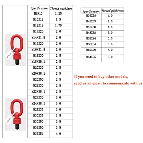 Image of 2pcs M30 x 50 5.3Ton-10.6Ton G80 Swivel Eye Bolt Alloy Steel Material 360 Rotation Hoist Ring Heavy Duty Large Carrying Capacity Eye Bolt Tensile Strength ob is 1080MPa