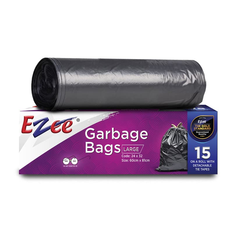 Image of Ezee Garbage Bag (Black, 24 Inches X 32 Inches) - 15 Pieces