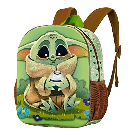 Star Wars The Mandalorian, Mochila 3D Pequeña, 26 x 31 cm, Capacidad 8.5 L, Verde/Marrón