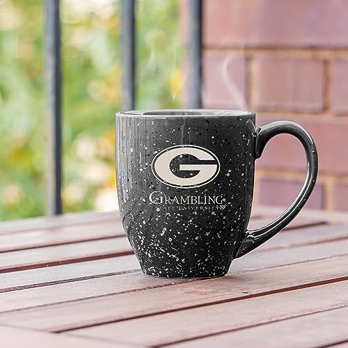 Image of Rico Industries NCAA Grambling State Tigers Black Personalized 16 oz Team Color Laser Engraved Speckled Ceramic Coffee Mug