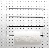 Paper Towel Holder for Pegboard - Extendable, Fits Standard Pegboard, Organization Accessory Hook for Workshop, Garage, Kitchen, Laundry Room, Bathroom - 4 Packs, Black