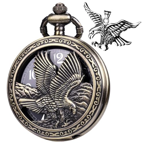 Montre de poche à quartz vintage style steampunk avec chaîne pour homme