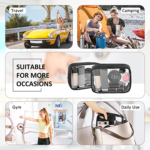 Tsa Approved Clear Toiletry Bag 2 Pack, Quart Size 3-1-1 Toiletries Pouch For Travelling Flight Cosmetic Bags With Zipper Mens Womens Toiletry Organizer Bag Portable Liquids Packing Pouch, Black #TOP6