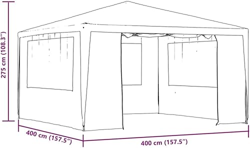 Vista 96 de vidaXL Tienda de campaña profesional para fiestas de 13.1 x 13.1 pies, toldo resistente a la intemperie con paredes laterales, polietileno Azul
