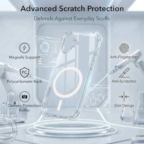 Image of Jkobi Shockproof Crystal-Clear Back Cover for Apple iPhone 16 Plus (Magsafe Wireless Support | Drop & Camera Protection | Hard Polycarbonate)