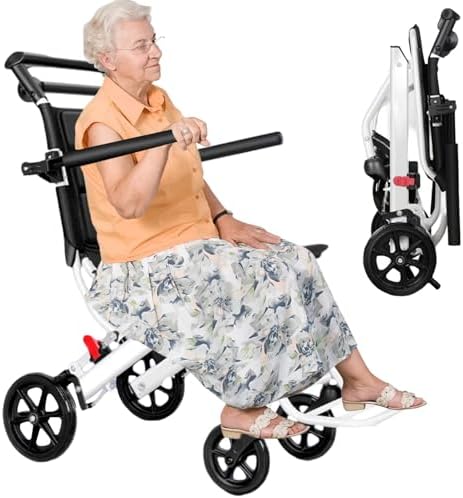 Faltrollstuhl, Leichter Tragbarer Rollstuhl für Erwachsene, Ergon...