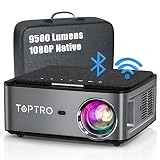 TOPTRO 5G WiFi Bluetooth Projector with Carrying Case, 9500L Full HD Wireless Portable Projector Native 1920x1080P, ±50° 4P/4D Keystone/Zoom Support 4K, Home Theater Projector for Phone PC PS4 PPT