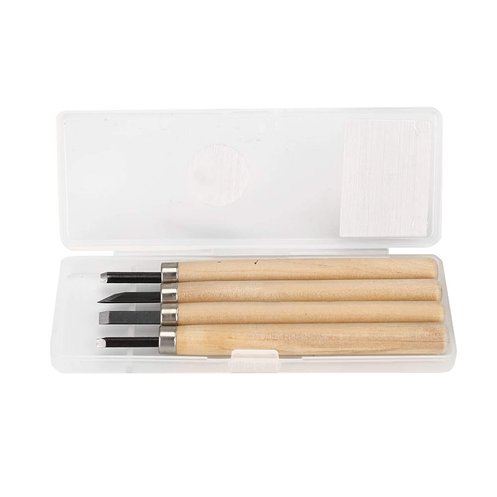 4pcs Scalpelli per Legno, Coltello da Intaglio del Legno Strumenti di Intaglio del Timbro di Gomma 3#