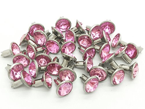 40Set 8mm Pink Synthetic Crystal Rhinestone Rivets RV6078