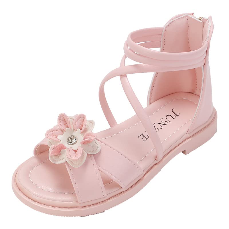 Rear Zip Girls Casual Sandals Simple Flowers Soft Sole Beach Shoes