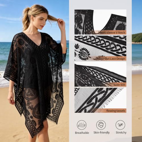Image of Bathing Suit Cover Up for Women,V-Neck Summer Swimsuit Coverups Loose Swimwear Beach Dress for Pool Sea Party