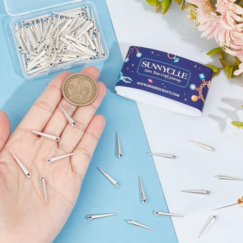 SUNNYCLUE 1 BOX 100PCS Silver Spike Charms Cone Charm Metal Alloy Antique Silver Gothic Punk Beads Vintage Spikes Goth Charms Bulk for Jewellery Making Charms Diy Earrings Bracelet Necklace Craft - Image 3