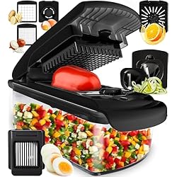 Fullstar Vegetable Chopper & Mandoline Slicer for Kitchen - Food Chopper with Container, Cheese Grater, Home Essentials & Kitchen Gadgets (7 in 1, Black)