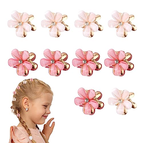 10 Piezas Pequeña Pinza Horquilla Mini Pinzas Para El Pelo De Flor Pinzas Para Niñas Chicas Mujeres (Rosa, Blanca)