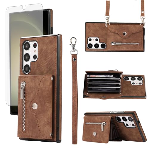 Coque Samsung Galaxy S25 Ultra LLXKFQKB marron en simili-cuir de qualité