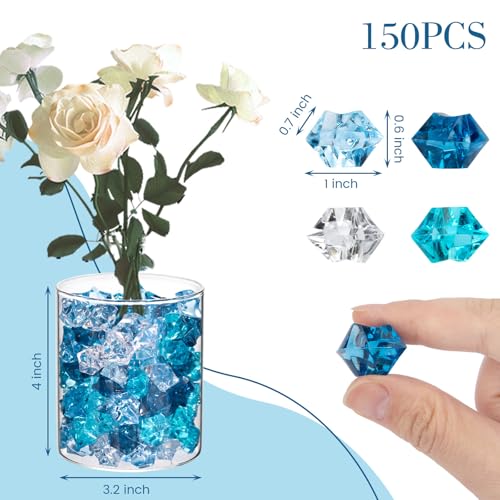 image for DomeStar 150PCS Fake Ice, Acrylic Blue Gems, Vase Fillers Fish Tank Ro