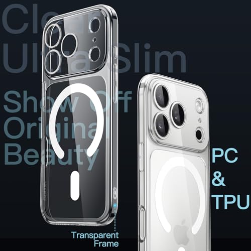 Image of JETech Magnetic Slim Case for iPhone 17 Pro 6.3-Inch Compatible with MagSafe, Camera Lens Full Protection, Ultra-Thin Lightweight Clear Minimalist Protective Phone Cover (Clear)