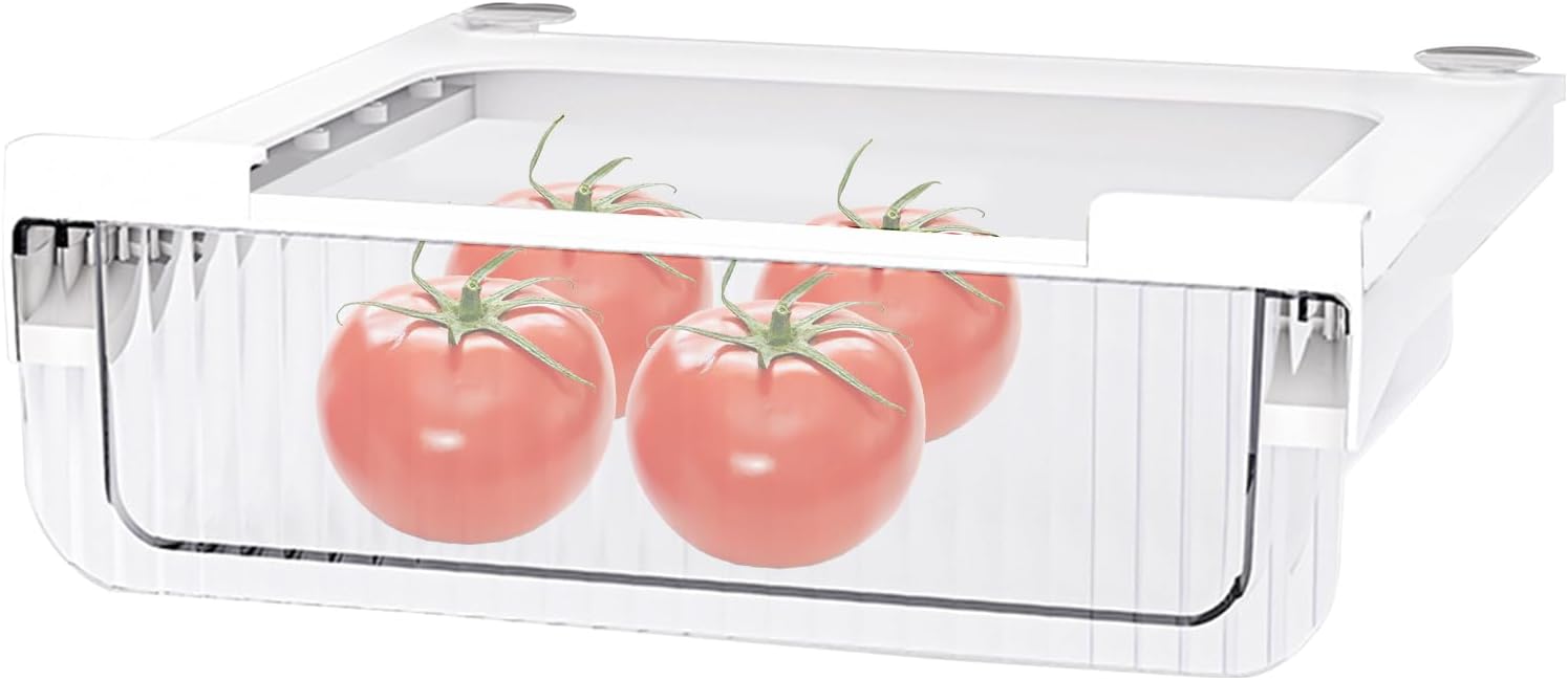Fridge Organizer Drawers,Undershelf Kitchen Storage Container,Stackable Fridge Shelf Storage Box,Pull Out Box for Food and Drinks