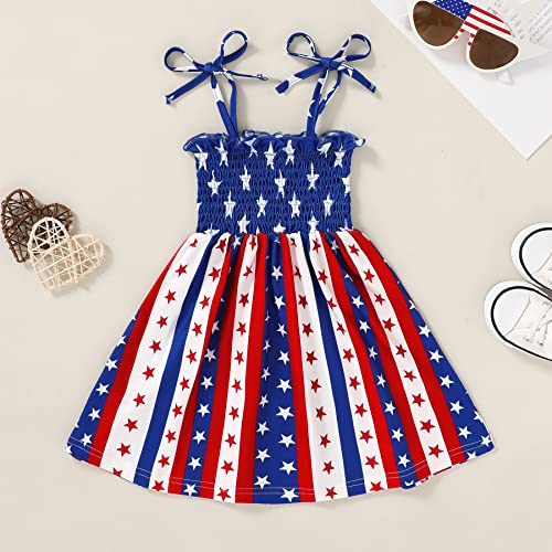 Tiny Cutey Toddler Girl 4th of July Dress America Flag Strap Dresses Kids Summer Clothes Backless Stripe Stars Party Dress2