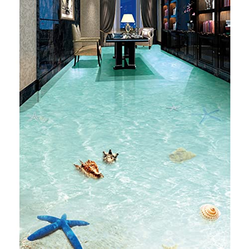 ECYC 3D Water Waves Beach Ocean Waterproof Creative Floor Tiles