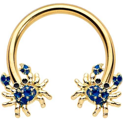 Body Candy 16G Pvd Surgical Steel Horseshoe Barbell Crab Nautical Curved Barbell Cartilage Septum Ring 3/8" #TOP19