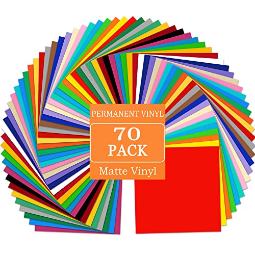 Prime Vinyl 70 Matte Permanent Vinyl Sheets, Vinyl Sheets For Cricut, 12” X 12” 35 Colors, Adhesive Backed Vinyl For Silhouette, Craft Cutter Machine, Party Decal #TOP13