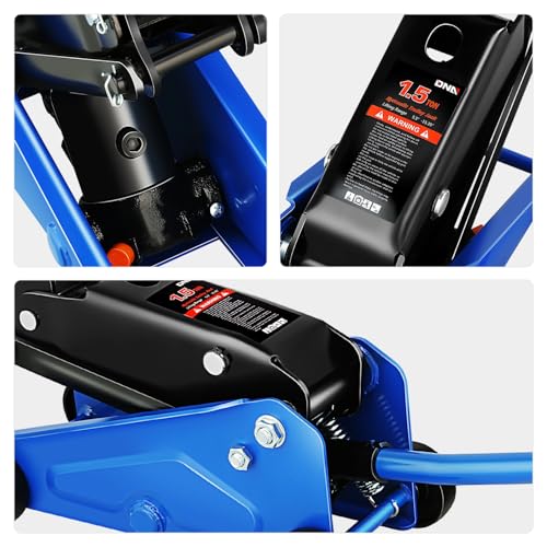 Image of DNA Motoring Low Profile Hydraulic Trolley Service /Floor Jack, 1.5 Ton (3000 lbs) Capacity, Lifting Range 5.5 inch-15.35 inch,Blue, TOOLS-00675-BL