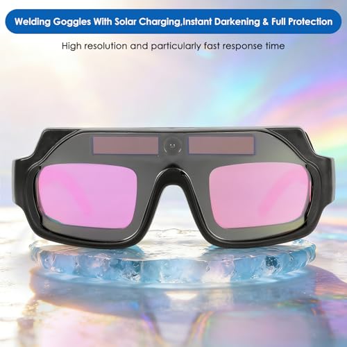 Image of Welding Glasses Auto Darkening, True Color Solar Welding Goggles with Adjustable Eye Legs, Welding Safety Glasses Eyes Protective with 10 Replacement PC Lens,Welder Mask Welding Helmet for TIG MIG ARC