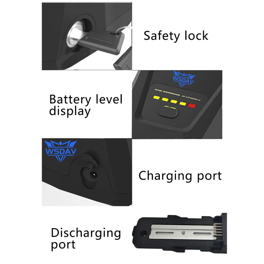 Batería de Iones de Litio de 48 V y 36 V (10,4 Ah, 12 Ah, 15 Ah y 17 Ah) con Cargador para Kit de conversión de Motor de 0 a 750 W.