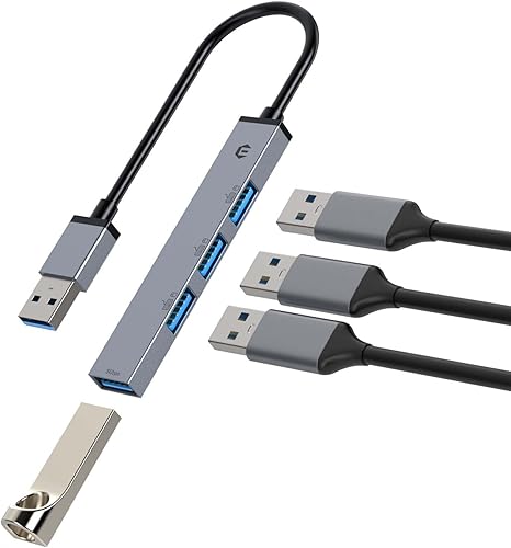 Estación de acoplamiento, concentrador TOTU USB A, 4 puertos USB A 3.0 + USB A 2.0 * 3 estación de acoplamiento - Transferencia de datos de 5 Gbps,