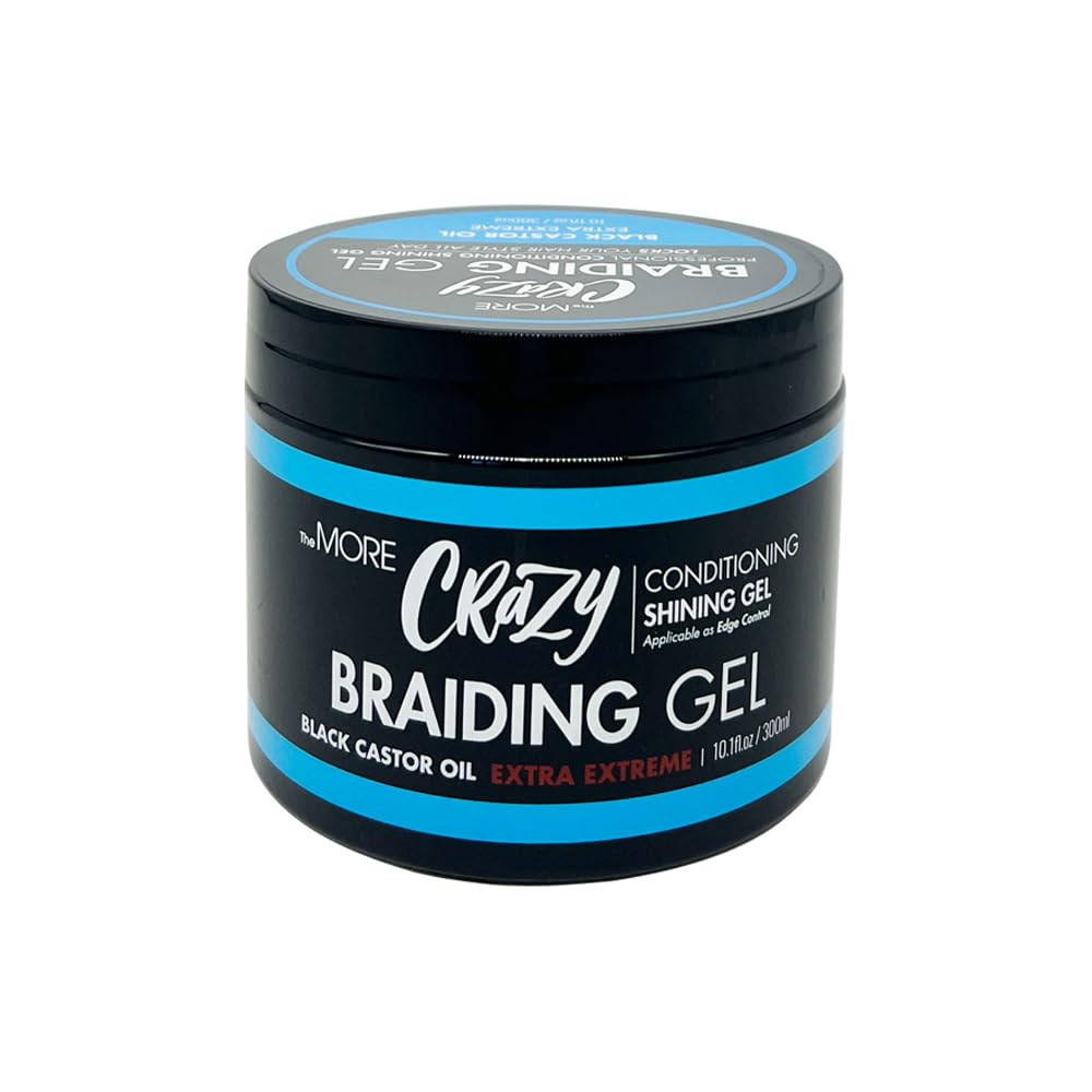 The MORE Crazy Conditioning Shining Braiding Gel, Extra Extreme Hold for All Hair Types, 10.1 Fl Oz, Clear Styling Gel, Nourishes Scalp, Promotes Hair Growth