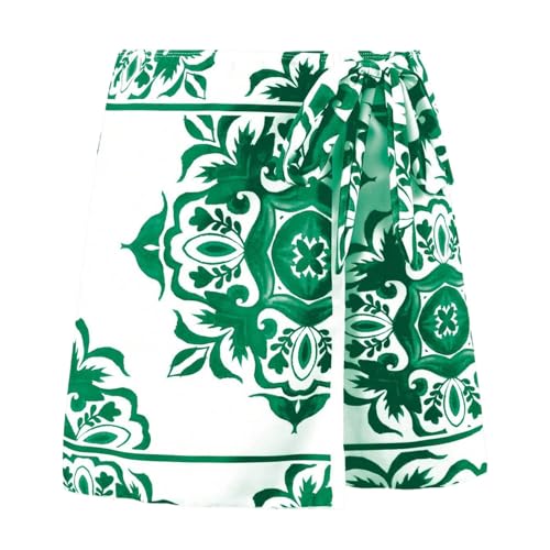 Une pièce imprimé floral col carré maillot extensible d'été chic