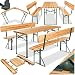 tectake® Bierzeltgarnitur mit Lehne, Biertisch Klapptisch mit 2X Sitzbank mit Lehne, Gartenmöbel Set, Camping Zubehör, Klapptisch Esstisch, Camping Tisch faltbar, Balkontisch, Campingtisch klappbar