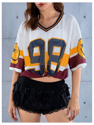 SOLY HUX Women's Y2k Blokette Jersey Shirts Oversized Mesh Number Graphic Tees V Neck Half Sleeve Loose T Shirt Tops2