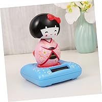 Vista 9 de Amosfun Juguete de baile con cabeza sacudida con energía solar, figuras japonesas de muñeca Kokeshi, estatuas de automóvil, decoración de tablero