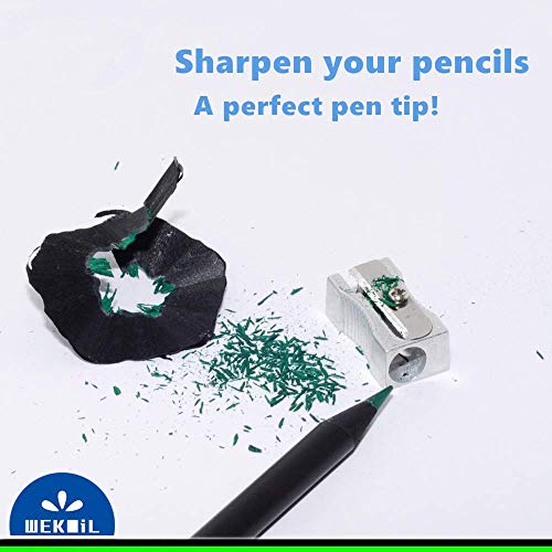 Wekoil Dual Pencil Sharpener Pocket Aluminium Alloy Metal 1-Hole Steel Blade Rectangular Small Sharpeners For Standard No.2 Graphite Colored Pencils Wood-Cased Pencils, 6 Pack,Silver #TOP2