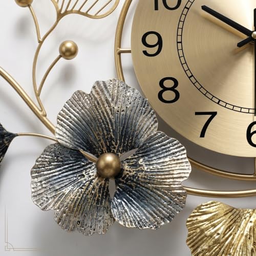 Image of Gold Metal Wall Clock for Hall | Luxury Wall Decor Items for Living Room | Big Size Home Decor Items for Wall Decoration | Stylish Artistic Clock for Home