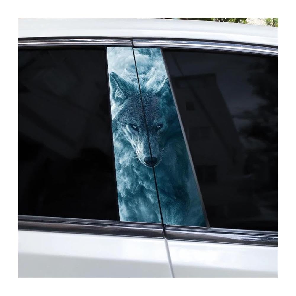 Body Parts 2pcs Car Center B-Pillar Waterproof Sticker DIY Vinyl Decals Burning Wolf Car Sticker(G)