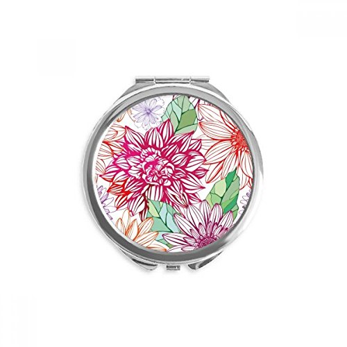Miroir de poche pompon et motif végétal multicolore au format mini