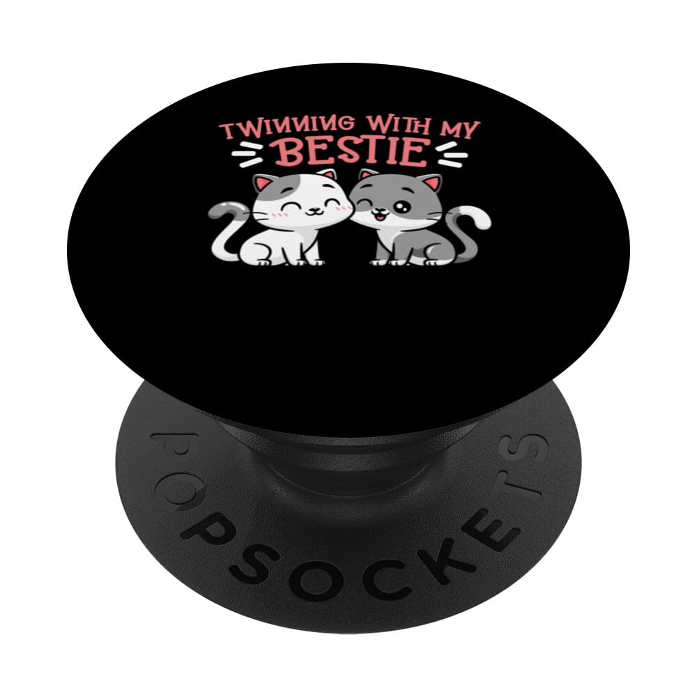 Friends Matching Matching Twin Twinning Bestie PopSockets Swappable PopGrip, Black