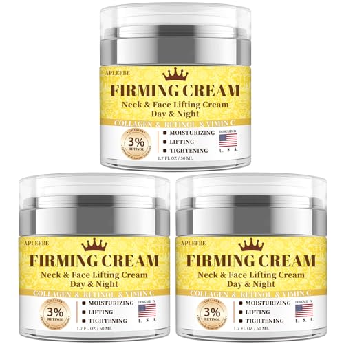 APLEFBE Crema facial hidratante con 3% de retinol reafirmante para el cuello con colágeno crema de día y noche con ácido hialurónico reafirmante y reafirmante para mujeres y H