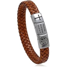 Knights Templar Seal Bracelet for Men,Handmade Leather Put on The Full Armor of God Cuff Bangle Ephesians 6 13-17 Bracelets Faith of Shield Jewelry Amulet Gift for Confirmation,Xmas