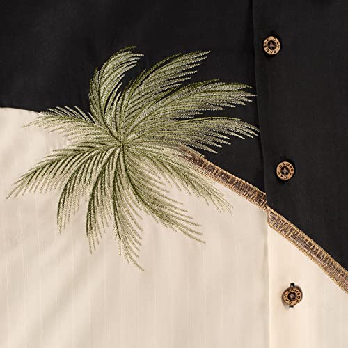 Bamboo Cay Mens Short Sleeve Hurricane Palm Casual Embroidered Woven Shirt4