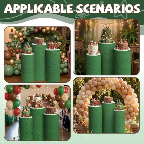 Mindsoft Set of 3 Soccer Green Grass Cylinder Stand Covers for Sport Party, Golf Cylinder Pedestal Covers for Wild One Jungle Party Supplies, Safari Woodland Birthday Baby Shower Decoration by Mindsoft - Used condition - Image 6